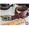 Image 2 : Variety Vintage Leather Belts (5) (Longest 42") (SEE PICS!)