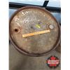 Image 2 : GOLD STANDARD OILS LTD. Galvanized Oil Drum (35-1/2"H x 23"Dia) (Note: Bottom is bulged) (SEE PICS!)