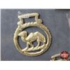 Image 8 : Variety of Vintage Brass Horse Harness Medallions (7) (Displayed in Frame) (Frame Measures: 15-1/4"H