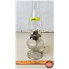 Image 1 : Coal Oil Finger Lamp - Clear Base "Zipper Loop" - Clear Chimney (Total Measure with Chimney 13"H) (S