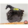 Image 6 : Vintage Bridle Path Horse Sculpture "Horse By Farm Fence" (6"H x 8"W x 6"D) (SEE PICS!)