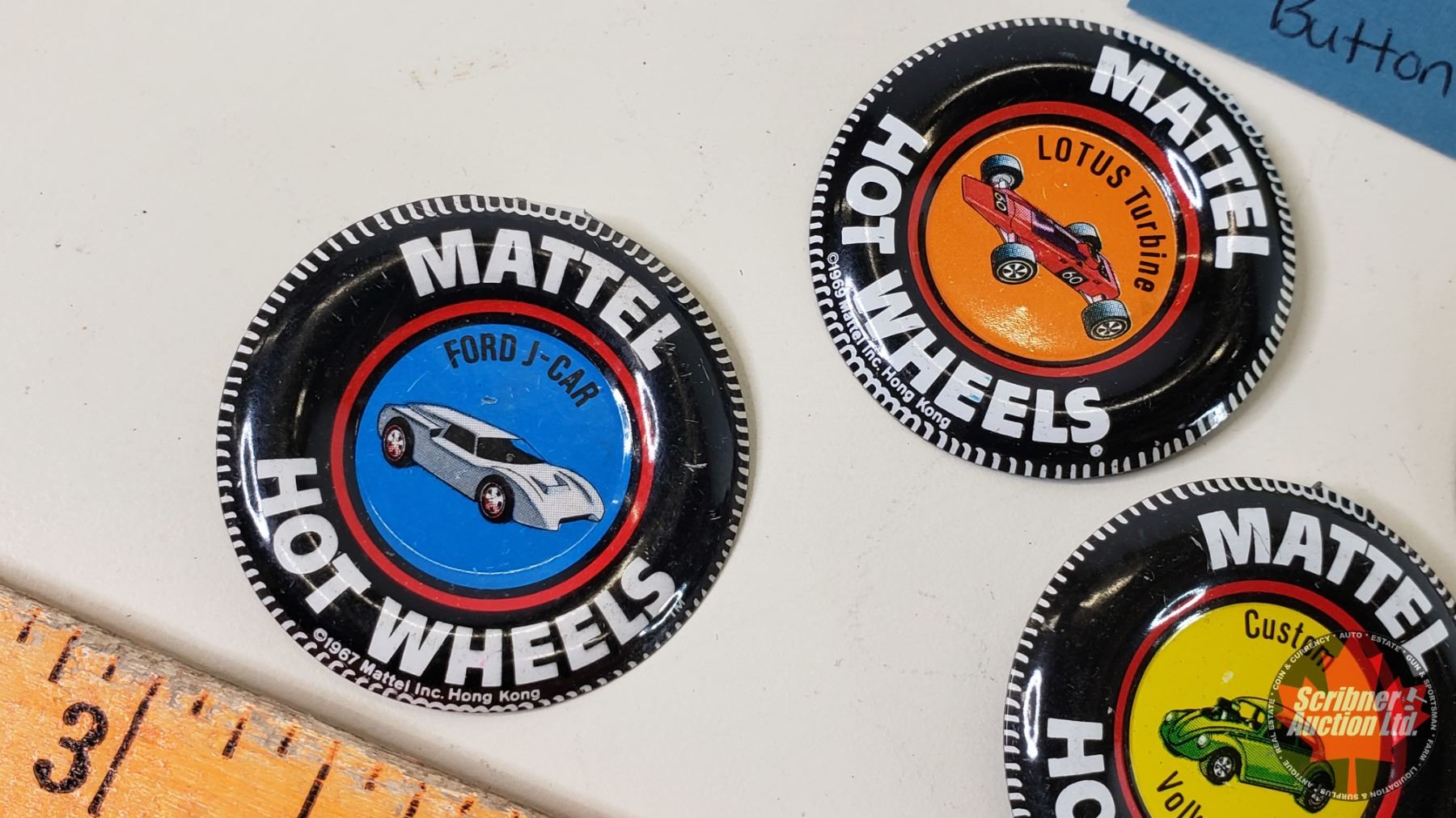 MATTEL HOT WHEELS Button Badges (5) (c.1969) (1-1/2