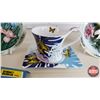 Image 2 : Butterfly Cup/Saucer & 2 BRADFORD Collector Plates "The Lily Garden" & "The Iris Garden" (7"Dia) (SE