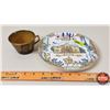 Image 1 : Combo: Antique Ridgeways Sepia Coffee Cup With Military Portraits & "The Texas Plate" (8-1/2"Dia) (S