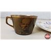 Image 4 : Combo: Antique Ridgeways Sepia Coffee Cup With Military Portraits & "The Texas Plate" (8-1/2"Dia) (S