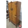 Image 8 : Burled Walnut Liquor Cabinet/Bar : Mirror Back Interior - Lighted (c/w Key) (2 Piece) (Total Measure