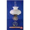 Image 1 : Coal Oil Lamp: Clear Glass Base/Font with White Hobnail Shade (24"H Total with Chimney) (SEE PICS!)