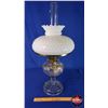 Image 3 : Coal Oil Lamp: Clear Glass Base/Font with White Hobnail Shade (24"H Total with Chimney) (SEE PICS!)