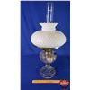 Image 5 : Coal Oil Lamp: Clear Glass Base/Font with White Hobnail Shade (24"H Total with Chimney) (SEE PICS!)