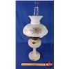 Image 1 : Coal Oil Lamp: Aladdin Lincoln Drape (Beige) Embossed Floral Shade - Model B Burner (25-1/2"H Total 