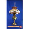 Image 2 : Coal Oil Lamp: Aladdin Brass/Metal Pedestal Base/Font with Floral Shade (#23 Burner) (24"H Total wit