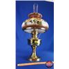 Image 3 : Coal Oil Lamp: Aladdin Brass/Metal Pedestal Base/Font with Floral Shade (#23 Burner) (24"H Total wit