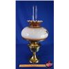 Image 6 : Coal Oil Lamp: Aladdin Brass/Metal Pedestal Base/Font with Floral Shade (#23 Burner) (24"H Total wit