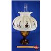 Image 5 : Coal Oil Lamp: Aladdin Lincoln Drape (Amber Pedestal Base/Font) Iridized Floral Shade #23 Burner (24