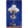 Image 2 : Coal Oil Lamp: Washington Drape ~ Clear Glass Base/Font with White Hobnail Shade - Model B Burner (2