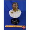 Image 4 : Corinthian Oil Lamp - Black Pedestal Base / White Font - Model B Aladdin Burner (No Chimney) (13"H) 