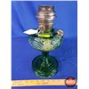 Image 2 : Washington Drape Oil Lamp - Green Glass Pedestal Base/Font - Model B Aladdin Burner (No Chimney) (13