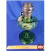 Image 3 : Washington Drape Oil Lamp - Green Glass Pedestal Base/Font - Model B Aladdin Burner (No Chimney) (13