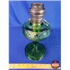 Image 4 : Washington Drape Oil Lamp - Green Glass Pedestal Base/Font - Model B Aladdin Burner (No Chimney) (13