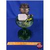Image 5 : Washington Drape Oil Lamp - Green Glass Pedestal Base/Font - Model B Aladdin Burner (No Chimney) (13
