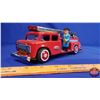 Image 1 : Vintage Tin Toy Fire Truck with 3 Fireman "STI" (3-1/2"H x 3"W x 10-1/2"D) (SEE PICS!)