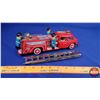 Image 4 : Vintage Tin Toy Fire Truck with 3 Fireman "STI" (3-1/2"H x 3"W x 10-1/2"D) (SEE PICS!)