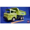 Image 1 : Marx Metal Toy Cabover Dump Truck "Powerhouse Earthmovers" (Steers) (8-1/2"H x 8-1/2"W x 20-1/2"L) (