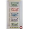 Image 2 : Canada Bills - Plexi Glass Frame (5 Bills) :  - 1973 $1 Bill : Crow/Bouey #BCC3252529 - 1974 $2 Bill