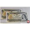 Image 2 : Canada $1 Bills 1973 (5 Bills ~ incl 2 Sets Consecutive) : - Crow/Bouey #AMG7551287-288 (Consecutive