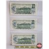 Image 2 : Canada $1 Bills 1973 (1 + 2 Consecutive) : Lawson/Bouey #AA7444864-865 ; Lawson/Bouey #AA7453674 (Se