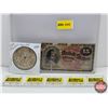 Image 1 : USA Coin / Bill Combo :  - 1881 Morgan Dollar - 1863 Fifteen Cents (Fractional Currency) (Note: Bill