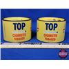 Image 2 : Tobacco Tins (2) : TOP Cigarette Tobacco (3-1/2"H x 5-1/2" Dia) (SEE PICS!)