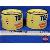 Image 3 : Tobacco Tins (2) : TOP Cigarette Tobacco (3-1/2"H x 5-1/2" Dia) (SEE PICS!)