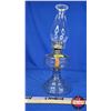Image 2 : Pedestal Base Clear Coal Oil Lamp w/Queen Mary Burner (Total w/Chimney : 18-1/2"H) (SEE PICS!)