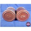 Image 2 : CN Caboose Cannister Oil Lamps (2) (Total w/Chimney : 13"H) (SEE PICS!)