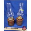 Image 4 : CN Caboose Cannister Oil Lamps (2) (Total w/Chimney : 13"H) (SEE PICS!)