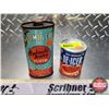 Image 1 : Tumbler Tins (2) : Brake Fluid & De-Icer (Both Full) (Largest Measures : 5"H x 2"W x 1-1/4"D) (SEE P