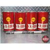 Image 2 : SHELL TINS (4) : X-100 Motor Oil (Cardboard) (6-1/2"H x 4"Dia) (SEE PICS!)