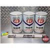 Image 1 : PACIFIC 66 OIL TINS (3) : HDS  Motor Oil (6-1/2"H x 4"Dia) (SEE PICS!)