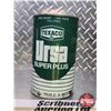 Image 2 : OIL TIN : Texaco Ursa Super Plus Motor Oil (6-1/2"H x 4"Dia) (SEE PICS!)