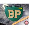 Image 2 : Single Side Plastic Sign : BP (Note : Some Cracks) (9-1/4"H x 10"W x 1/2"D) (SEE PICS!)