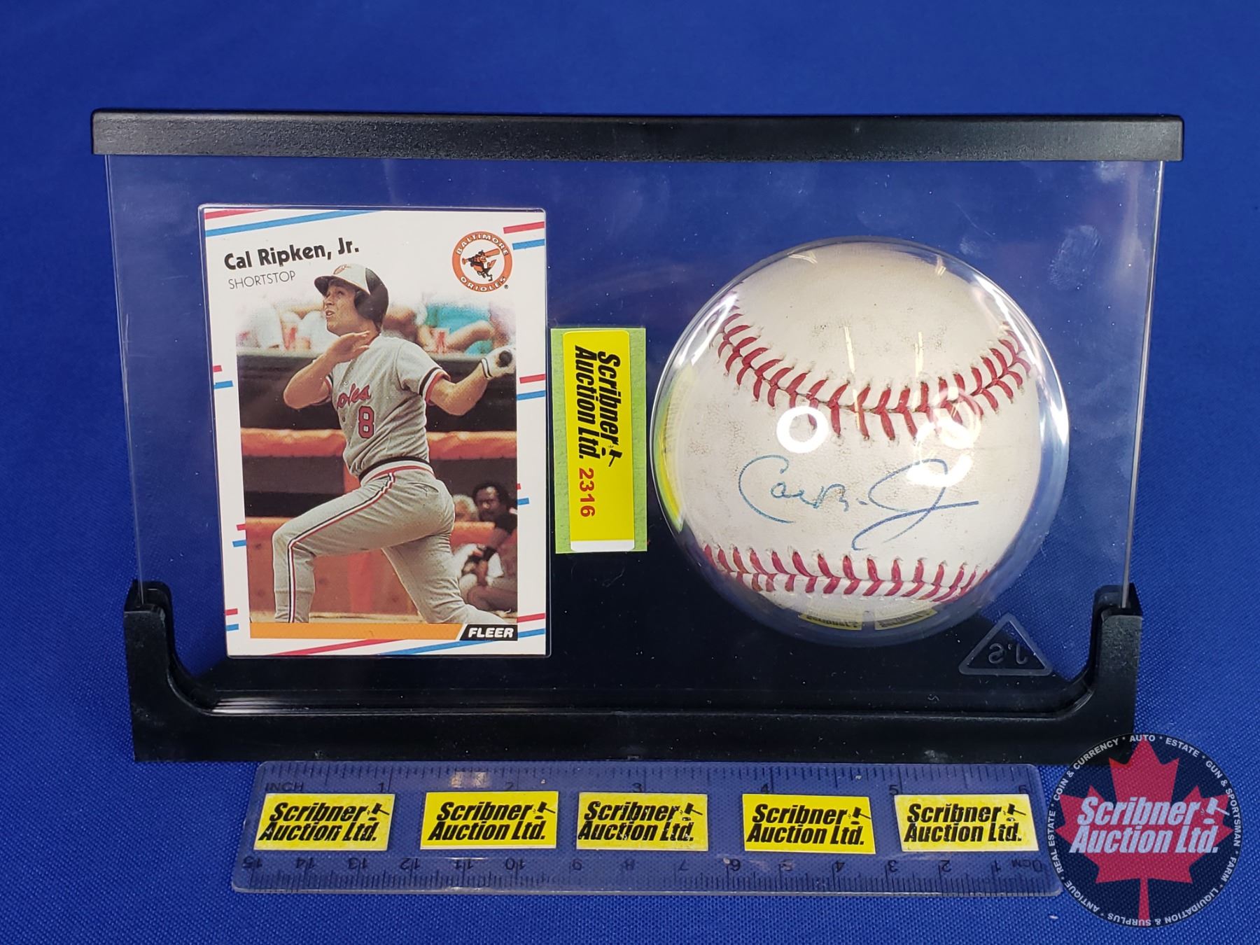 Cal Ripken Store Display AUTOGRAPHED BASEBALL : Cal Ripken Jr. (In Display Stand with Baseball ...