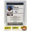 Image 2 : 2002 Fleer Memorabilia Card Edgerrin James - Game Worn Jersey Swatch Card : Colts (In Card Sleeve) (