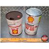 Image 1 : OIL TINS (2): - SHELL Premium Aeroshell Oil W - SHELL Premium Aeroshell Oil W-65 (6-1/2"H x 4"Dia) (