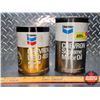 Image 2 : OIL TINS (2): - Chevron Delo 400 Motor Oil (Cardboard) (FULL!) (5-1/2"H x 4"Dia) - Chevron Supreme M