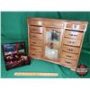 Image 1 : Wooden Jewelry Box (10 Drawer & Top Storage w/Mirror) & Plastic Jewelry Box w/Selection of Costume J