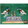 Image 1 : Collector Combo : Porcelain Duck Ornaments (2), Brass Bird Bells (4) & Bird "Spring" Plaque (Duck Me