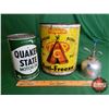 Image 1 : OIL TINS (3) : Quaker State, TOP Anti-Freeze & Oiler (TOP : 8"H x 7"Dia) (SEE PICS!)