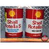 Image 2 : OIL TINS (2) : - Shell Rotella S Multigrade Motor Oil - Shell Rotella S Motor Oil (6"H x 4"Dia) (SEE
