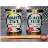 Image 2 : OIL TINS (2) : QUAKER STATE SUPER BLEND 10W30 (BOTH FULL!) (6"H x 4"Dia) (SEE PICS!)